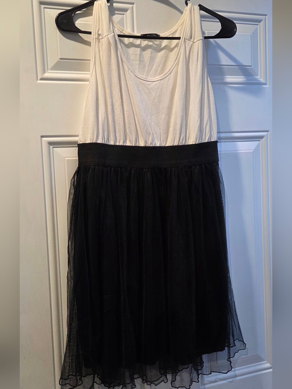 White and Black Tulle Top XL